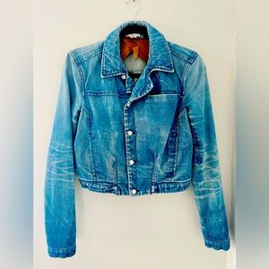 Helmut Lang Denim Moto Bomber Jacket